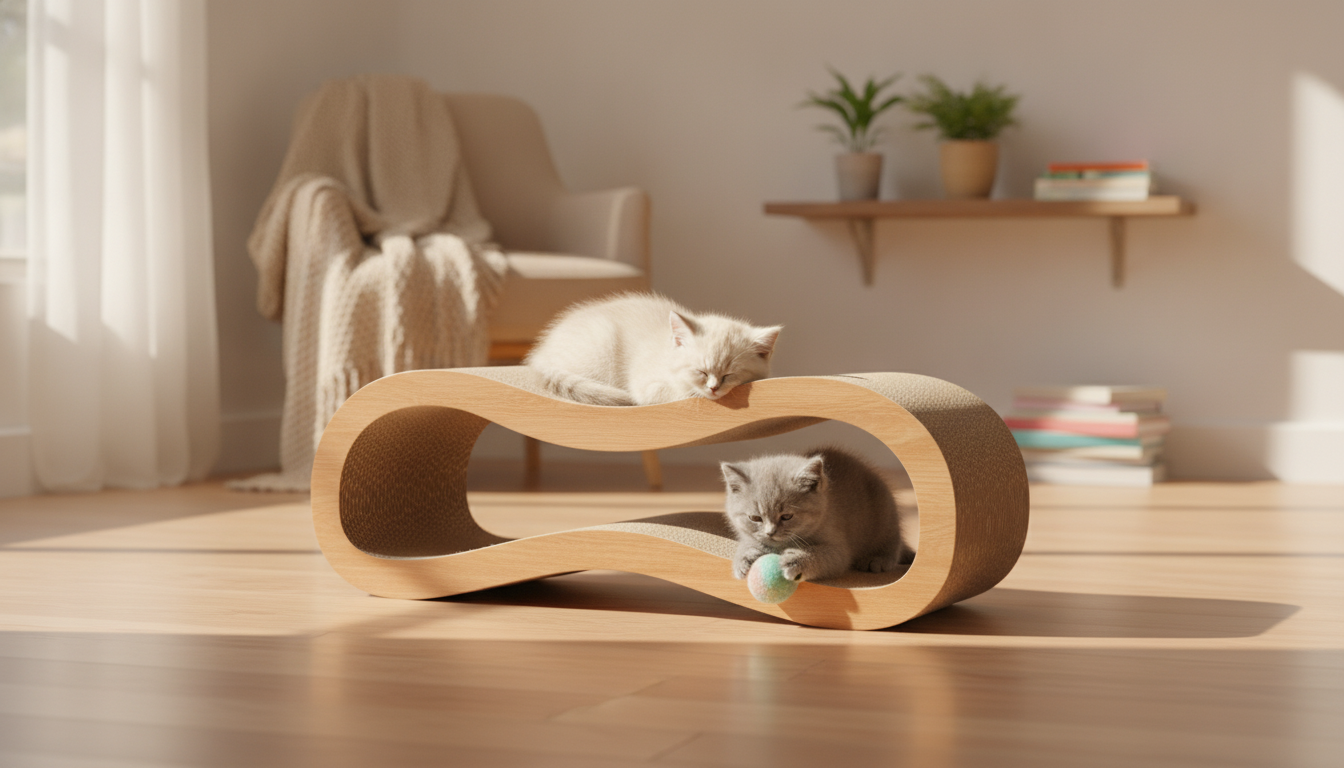 2-in-1 Cat Scratcher Lounger: Durable Cardboard Bed