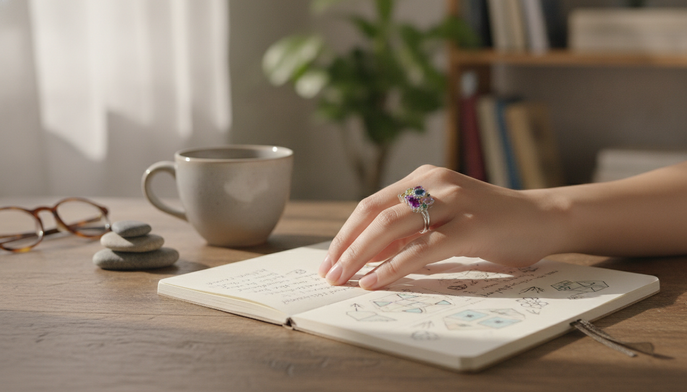 Multicolor Gemstone Adjustable Sterling Silver Ring