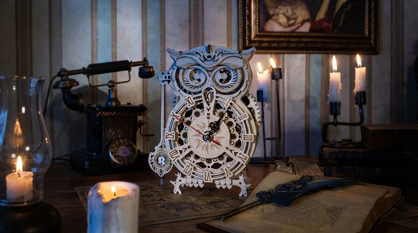 DIY 3D Owl Clock Wooden Kit: Build a Working Puzzle