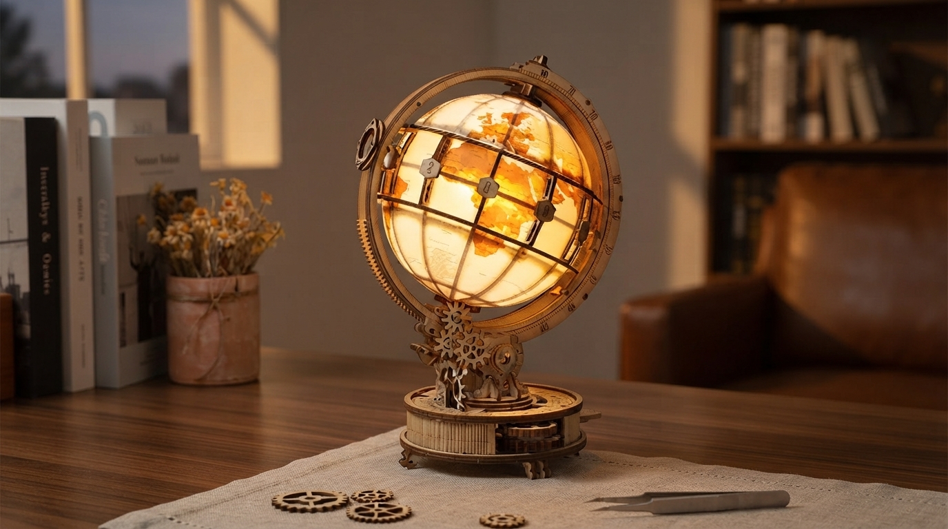 Build a Glowing Wooden Globe: 3D LED Puzzle Lamp Kit