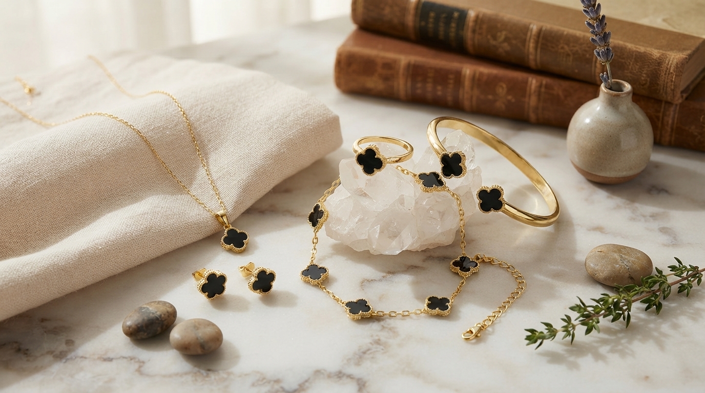 Lucky Five-Leaf Clover Jewelry Set: Style & Good Luck